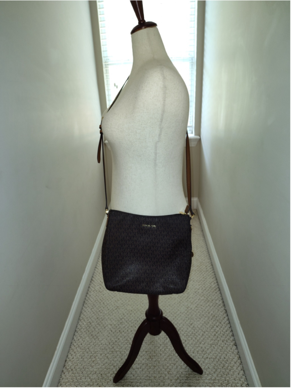 Women's Michael Kors Brown and Tan Logo Crossbody Bag One Size